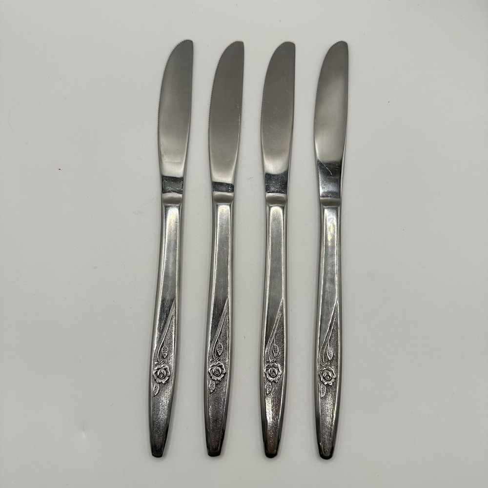 Utica Stainless - Satin Rose - Dinner Knife Set‎ of 4 USA Replacement